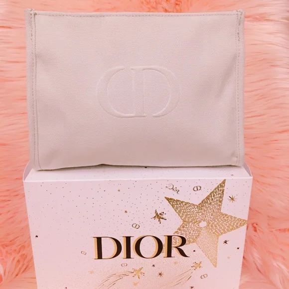 🌴SUMMER SALE🌴💯✔️ Authentic Dior Cotton Canvas Makeup Bag or Clutch - Picture 1 of 4
